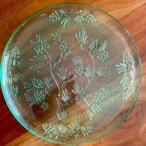 Tiara Indiana Glass Serving Plate Ponderosa Pine Chantilly Green